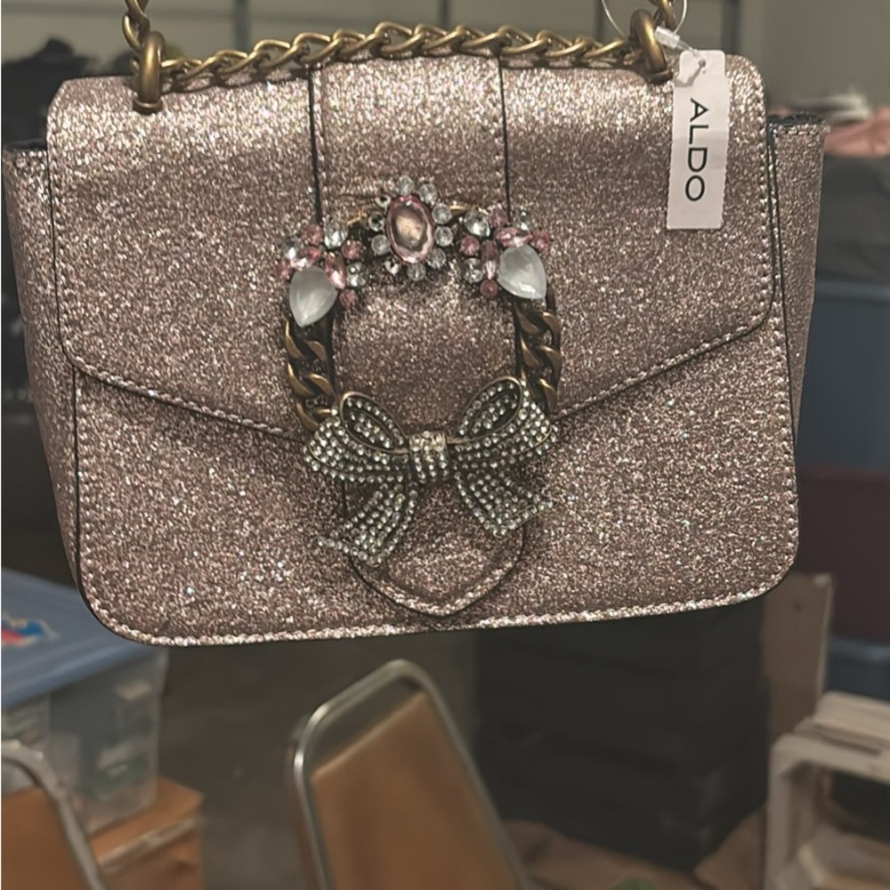 ALDO Sparkling Pink Shoulder Bag with Embellishments